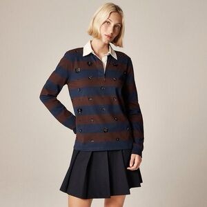 J. Crew New premium-weight classic rugby shirt with embellishments